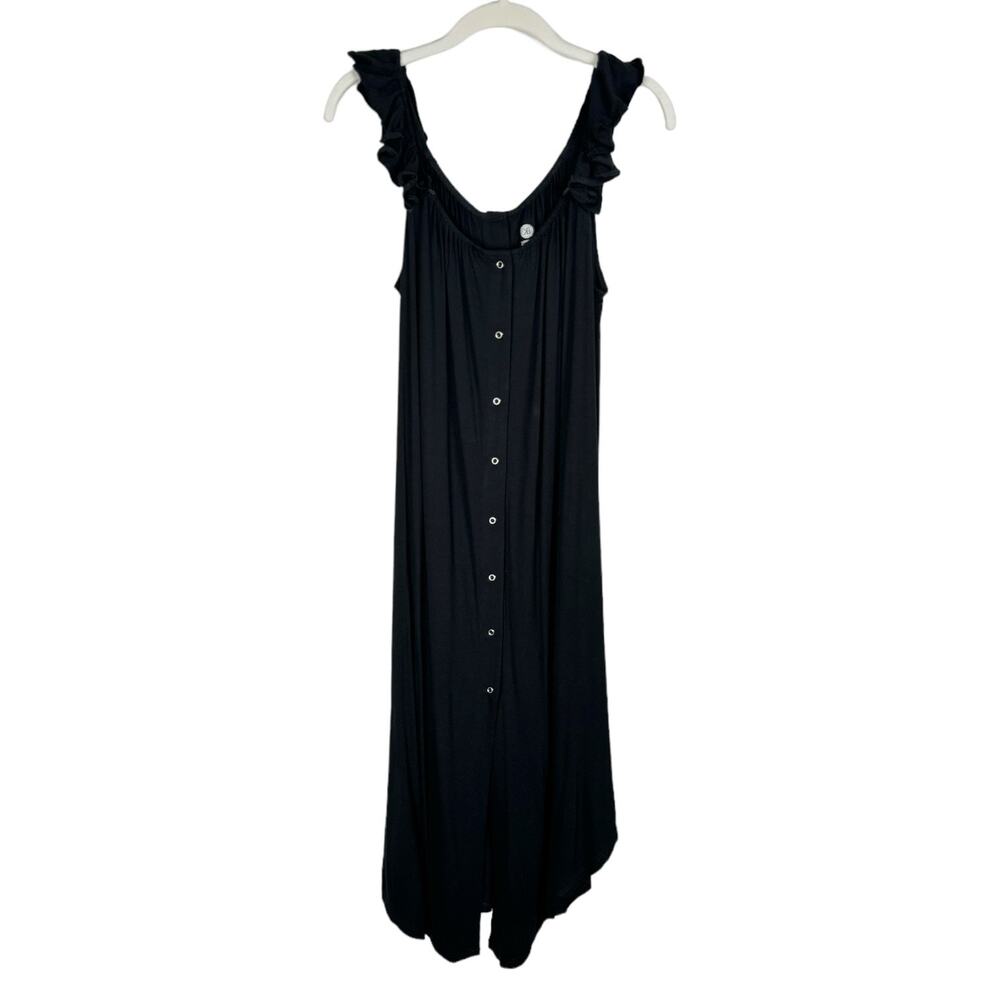 Kindred Bravely Ruffle Strap Labor & Delivery Gown Black Sz XL/1X Nursing Dress